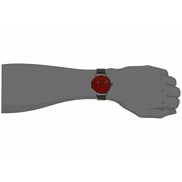 Calvin Klein Even Maroon Dial Black Leather Strap Watch for Men - K7B214CP Buy Now By Calvin Klein