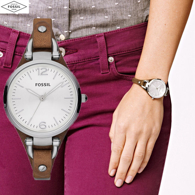 Fossil Georgia White Dial Brown Leather Strap Watch for Women - ES3060 Buy Now By Fossil
