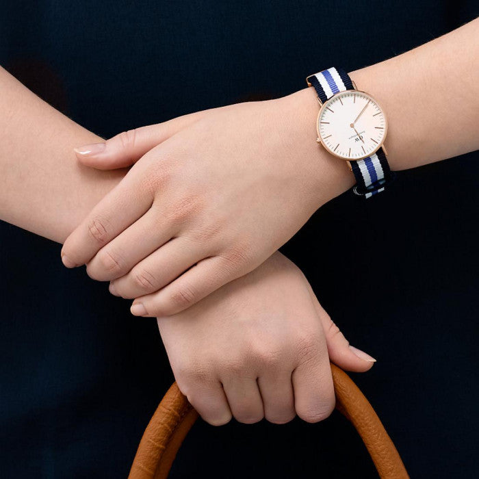 Daniel Wellington Classic Trinity White Dial Three Tone Nylon Strap Watch For Women - 0509DW Buy Now By Daniel Wellington