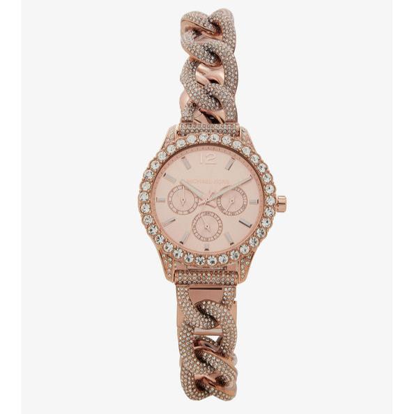 Michael Kors Layton Multifunction Crystals Rose Gold Dial Rose Gold Steel Strap Watch for Women - MK4654 Buy Now By Michael Kors
