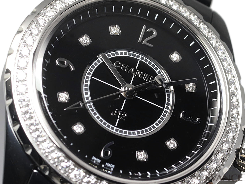 Chanel J12 Diamonds Ceramic Black Dial Black Steel Strap Watch for Women - J12 H3108 Buy Now By Chanel