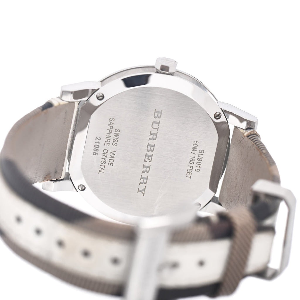Burberry The City Silver Dial White Leather Strap Watch for Women - BU9019 Buy Now By Burberry