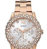 Guess Dazzler Diamonds Silver Dial Rose Gold Steel Strap Watch for Women - W0335L3 Buy Now By Guess