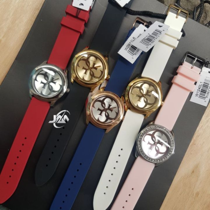 Guess G-Twist Gold Dial White Rubber Strap Watch for Women - W0911L7 Buy Now By Guess