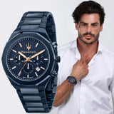 Maserati Stile Chronograph Blue Dial Blue Steel Strap Watch For Men - R8873642008 Buy Now By Maserati