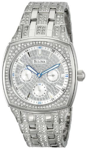 Bulova Crystal Collection Phantom Silver Dial Silver Steel Strap Watch for Men - 96C002 Buy Now By Bulova
