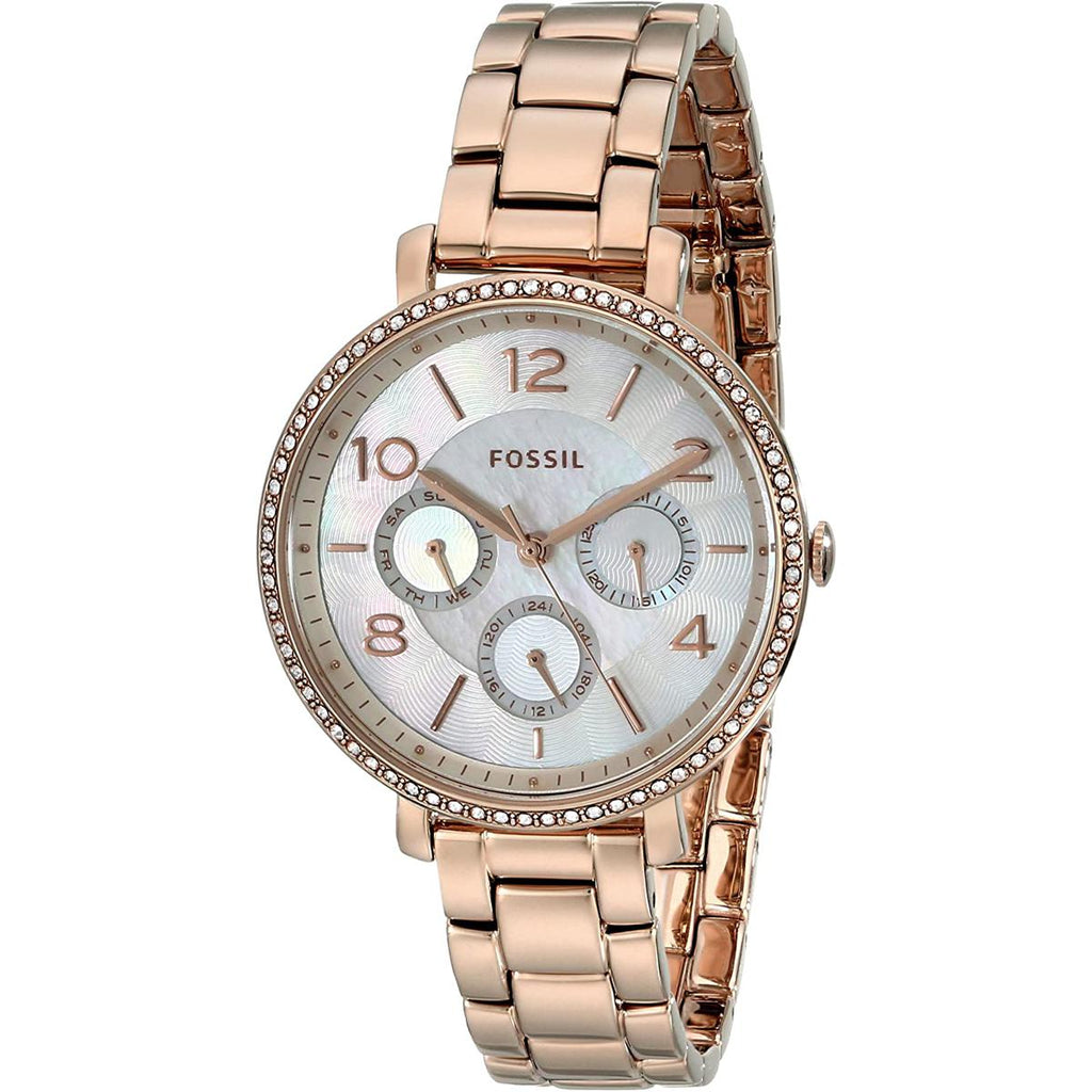 Fossil Jacqueline Multi Function Mother of Pearl Dial Rose Gold Steel Strap Watch for Women - ES3757 Buy Now By Fossil