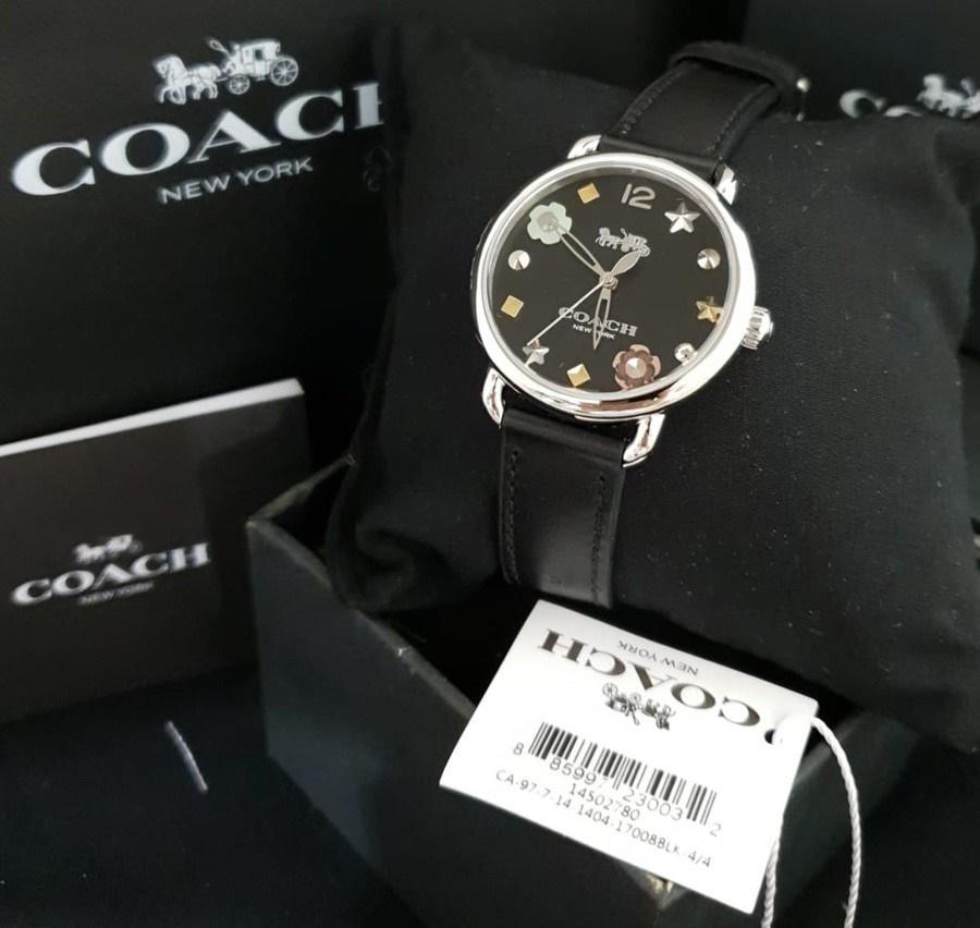 Coach Delancey Black Dial Black Leather Strap Watch for Women - 14502780 Buy Now By Coach
