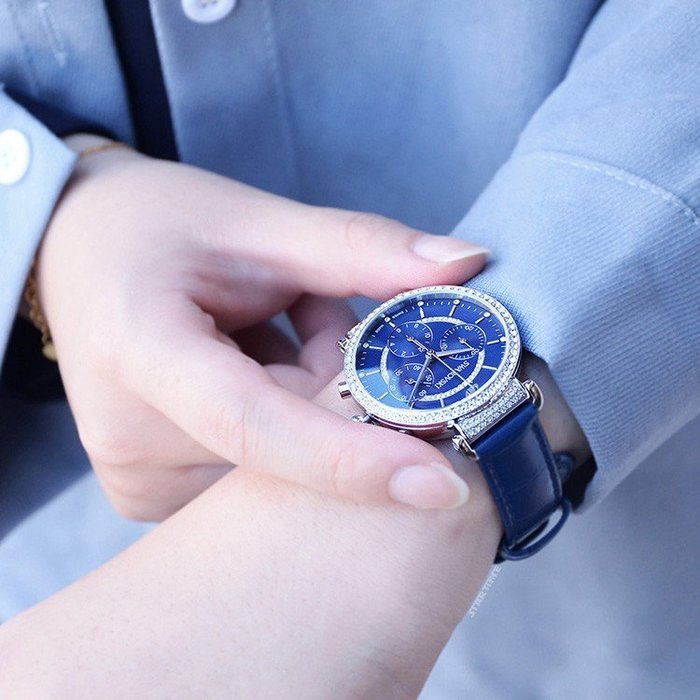 Swarovski Passage Chrono Crystal Blue Dial Blue Leather Strap Watch for Women - 5580342 Buy Now By Swarovski