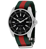 Gucci Dive Black Dial Two Tone NATO Strap Watch For Men - YA136206 Buy Now By Gucci