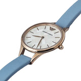 Emporio Armani Aurora Quartz Mother of Pearl White Dial Blue Leather Strap Watch For Women - AR11109 Buy Now By Emporio Armani