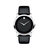 Movado Museum Black Dial Black Leather Strap Watch For Men - 606502 Buy Now By Movado