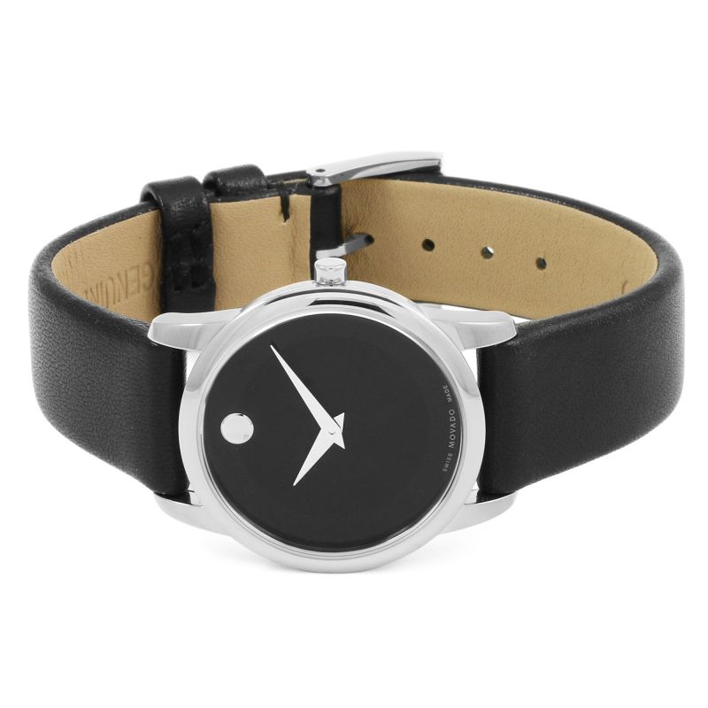 Movado Museum Classic Black Dial Black Leather Strap Watch For Women - 0606503 Buy Now By Movado