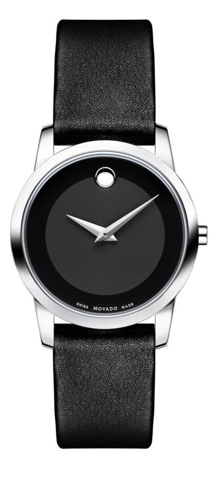 Movado Museum Classic Black Dial Black Leather Strap Watch For Women - 0606503 Buy Now By Movado