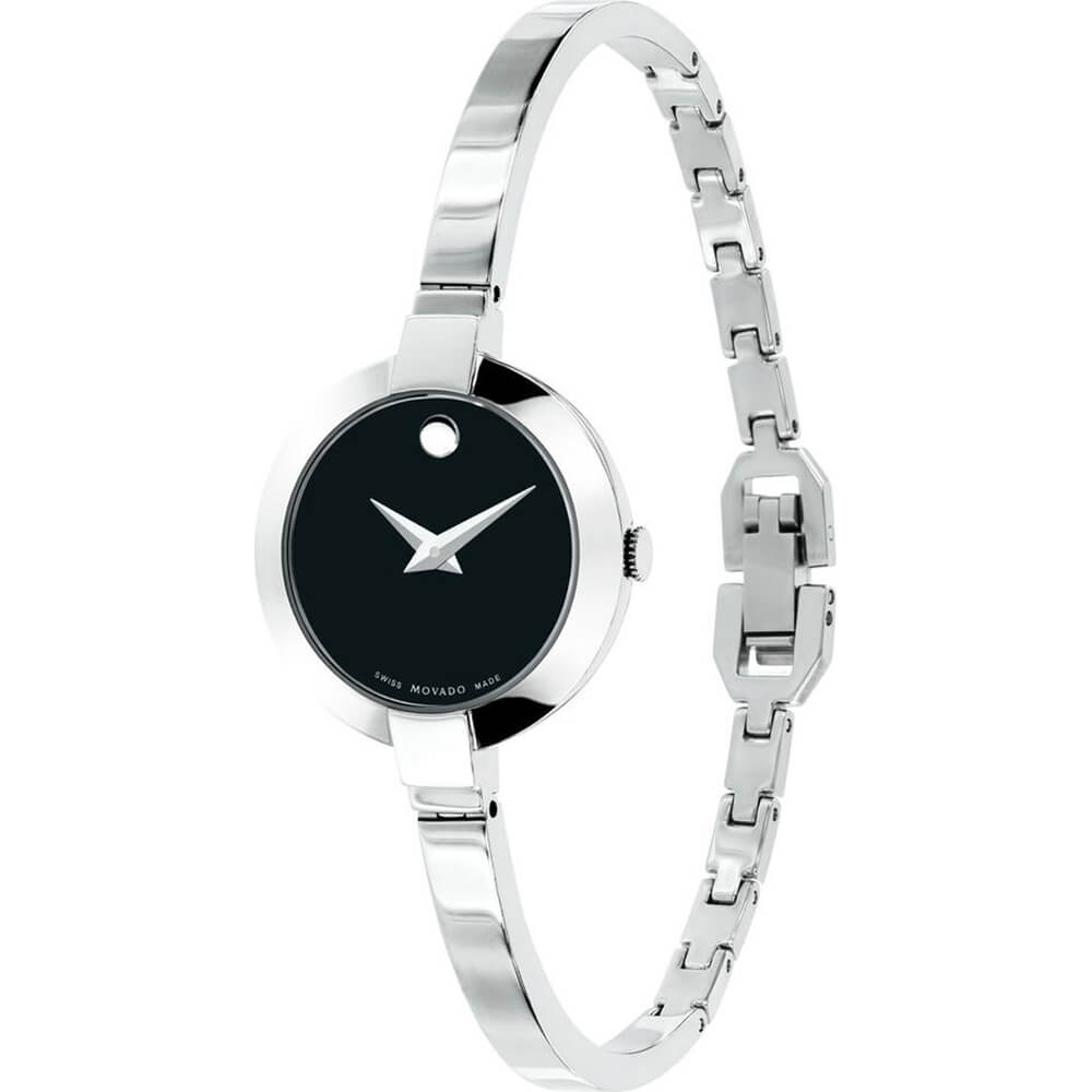 Movado Bela Black Dial Silver Steel Strap Watch For Women - 0606595 Buy Now By Movado