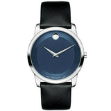 Movado Museum Classic Blue Dial Black Leather Strap Watch for Men - 606610 Buy Now By Movado