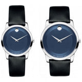 Movado Museum Blue Dial Black Leather Strap Watch For Women - 0606611 Buy Now By Movado