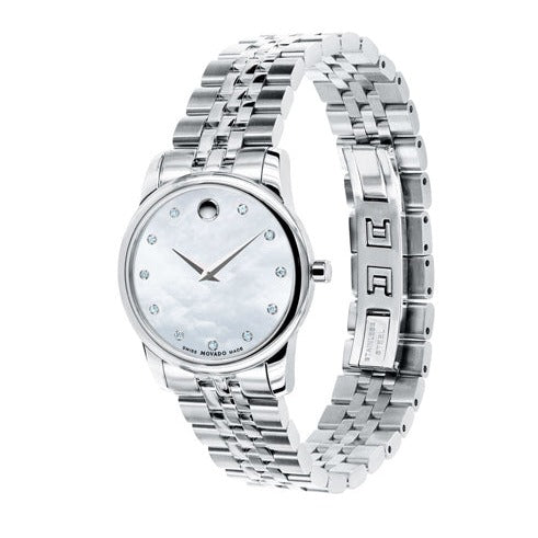 Movado Museum Classic Mother of Pearl Dial Silver Steel Strap Watch For Women - 0606612 Buy Now By Movado