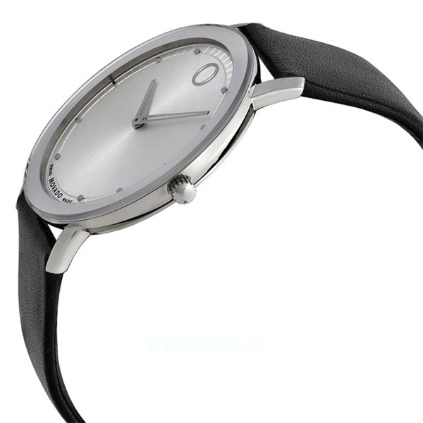 Movado Sapphire Silver Dial Black Leather Strap Watch for Men - 606694 Buy Now By Movado