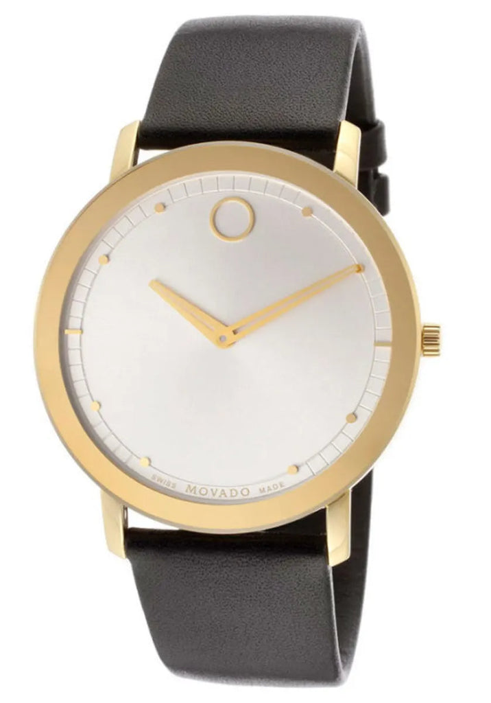 Movado TC Silver Dial Black Leather Strap Watch For Men - 606695 Buy Now By Movado