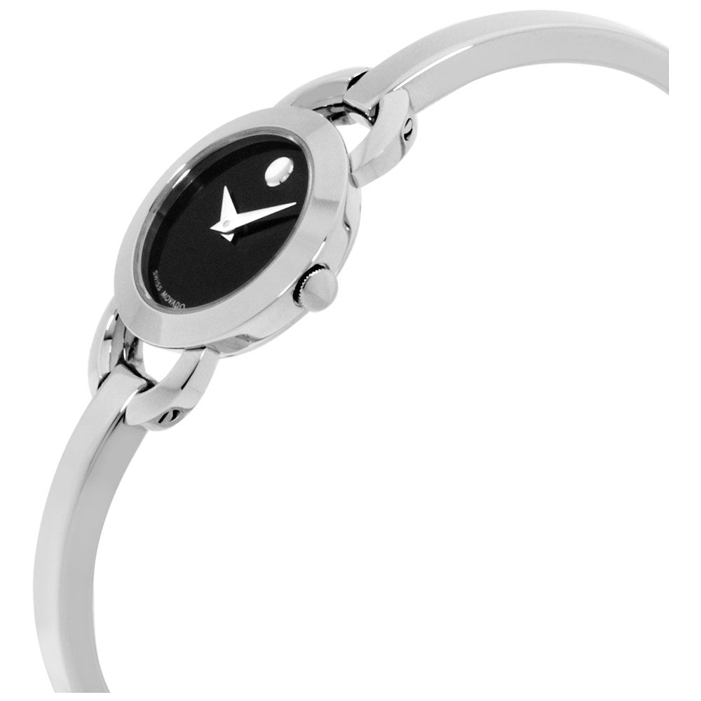 Movado Rondiro 22mm Black Dial Silver Steel Strap Watch For Women - 0606796 Buy Now By Movado