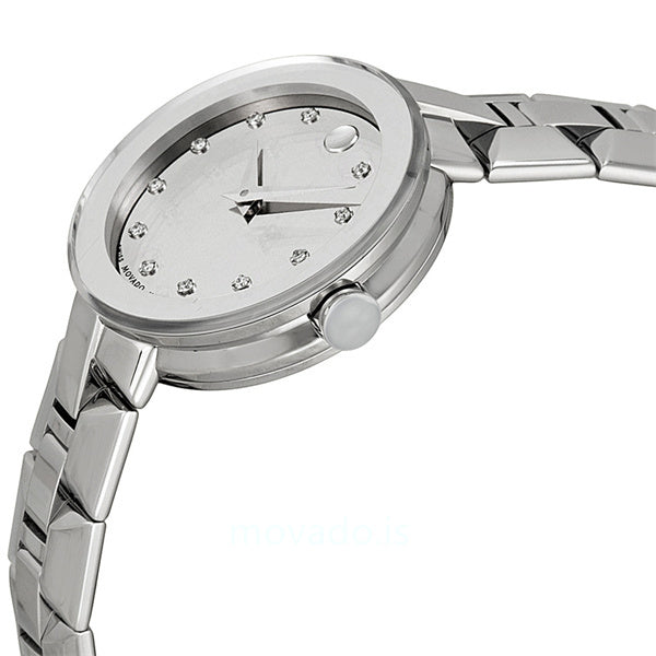 Movado Sapphire Diamonds Silver Dial Silver Steel Strap Watch For Women - 606814 Buy Now By Movado