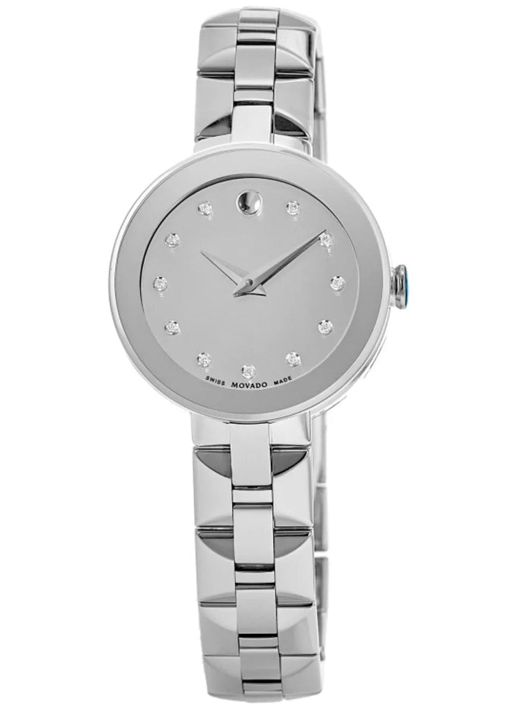 Movado Sapphire Diamonds Silver Dial Silver Steel Strap Watch For Women - 606814 Buy Now By Movado