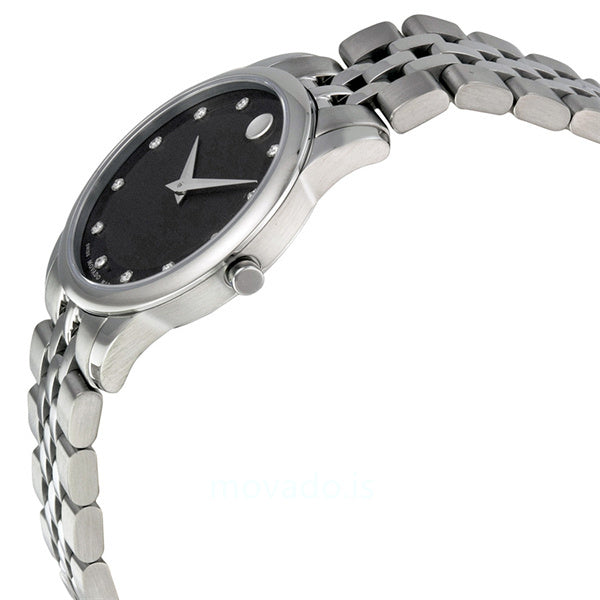 Movado Museum Classic Black Dial Silver Steel Strap Watch For Women - 0606858 Buy Now By Movado