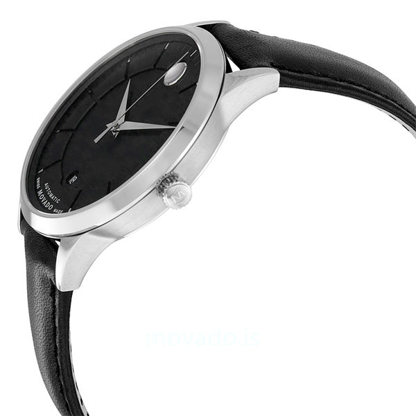 Movado 1881 Automatic Black Dial Black Leather Strap Watch for Men - 606873 Buy Now By Movado