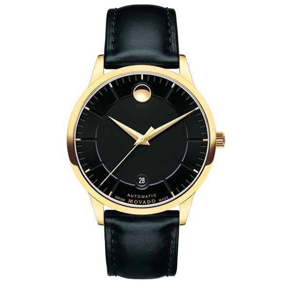 Movado 1881 Automatic Black Dial Black Leather Strap Watch For Men - 606875 Buy Now By Movado