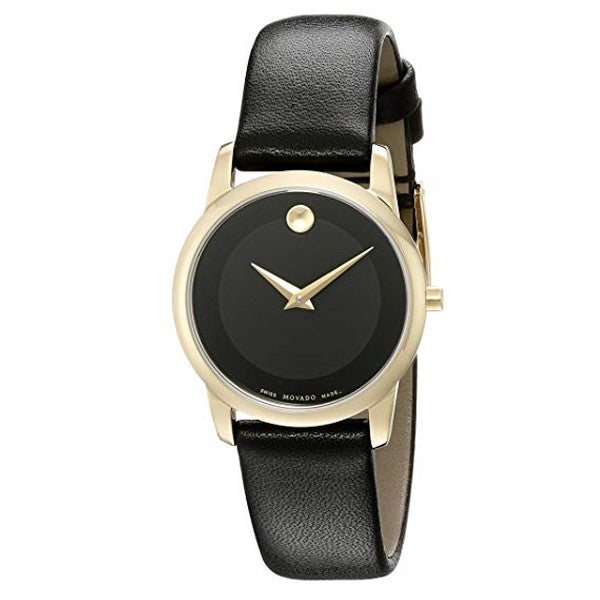 Movado Museum Classic Black Dial Black Leather Strap Watch For Women - 0606877 Buy Now By Movado