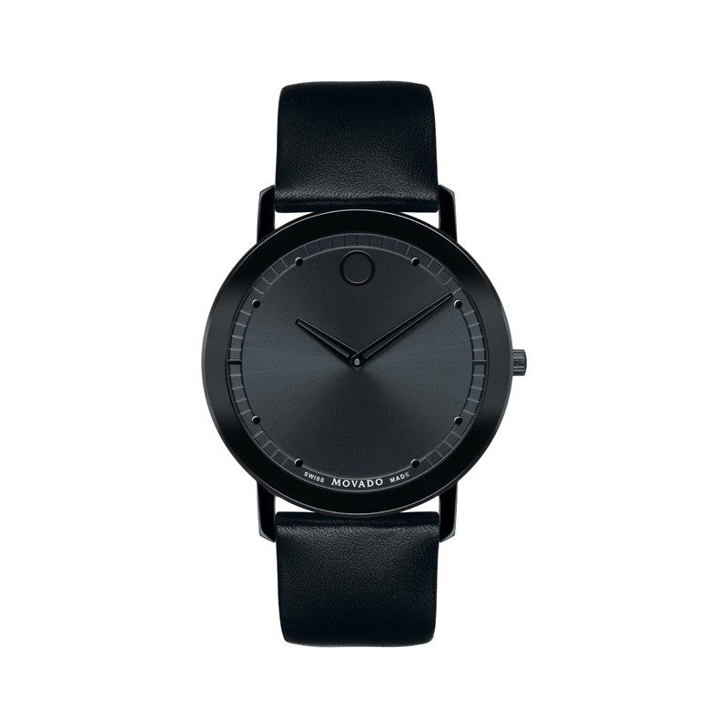 Movado Sapphire Black Dial Black Leather Strap Watch for Men - 606884 Buy Now By Movado