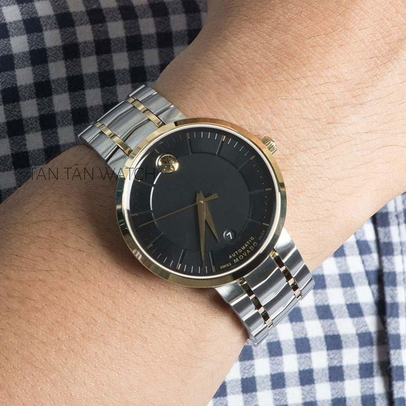 Movado 1881 Automatic Black Dial Two Tone Steel Strap Watch For Men - 0606916 Buy Now By Movado