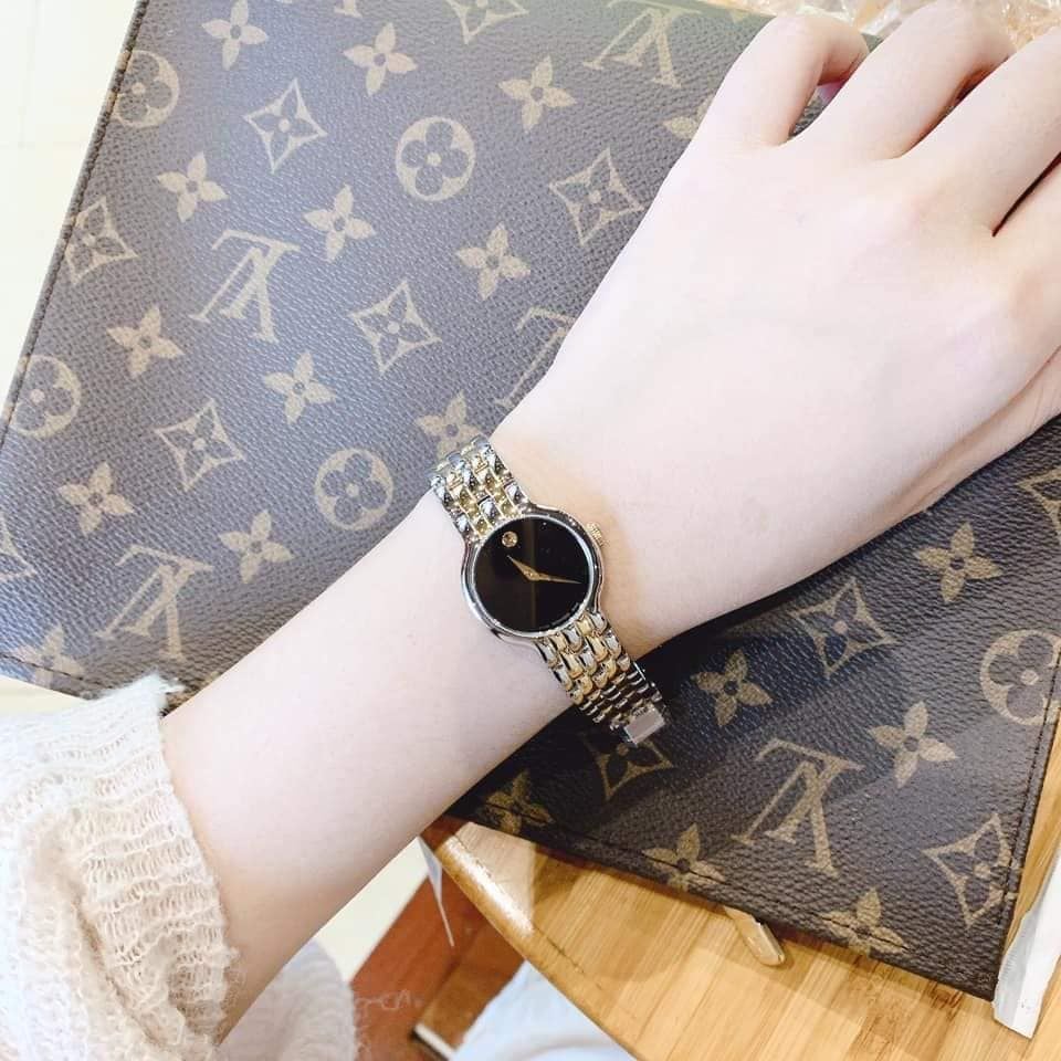 Movado Veturi Quartz Black Dial Two Tone Steel Strap Watch for Women - 0606933 Buy Now By Movado