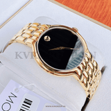 Movado Veturi Quartz Black Dial Gold Steel Strap Watch for Men - 0606934 Buy Now By Movado