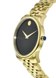 Movado Museum Black Dial Gold Steel Strap Watch For Men - 606997 Buy Now By Movado