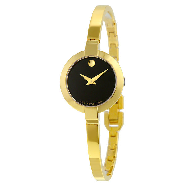 Movado Bela Black Dial Gold Steel Strap Watch For Women - 0606999 Buy Now By Movado