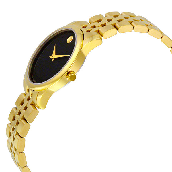 Movado Museum Classic Quartz Black Dial Gold Steel Strap Watch For Women - 0607005 Buy Now By Movado