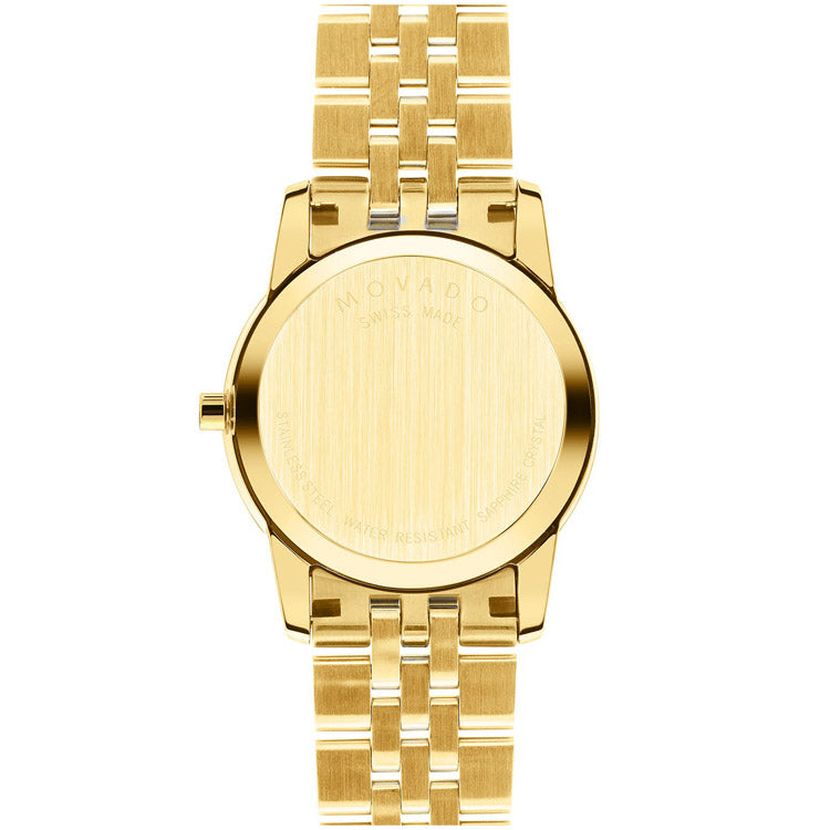 Movado Museum Classic Quartz Black Dial Gold Steel Strap Watch For Women - 0607005 Buy Now By Movado
