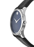 Movado Museum Blue Dial Black Leather Strap Watch For Men - 607013 Buy Now By Movado