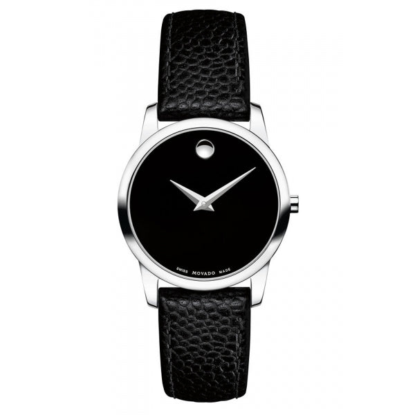 Movado Museum Classic Black Dial Black Leather Strap Watch For Women - 0607015 Buy Now By Movado