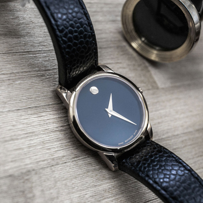 Movado Museum Classic Black Dial Black Leather Strap Watch For Women - 0607016 Buy Now By Movado