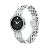 Movado Esperanza 63 Diamonds Black Dial Silver Steel Strap Watch For Women - 0607052 Buy Now By Movado