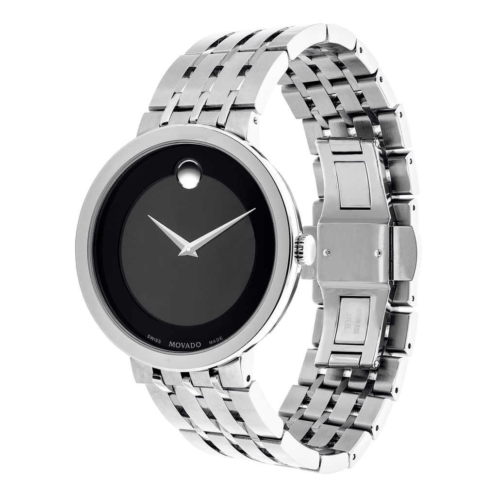 Movado Esperanza 39mm Black Dial Silver Steel Strap Watch For Men - 0607057 Buy Now By Movado