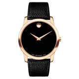 Movado Museum Classic Black Dial Black Leather Strap Watch For Men - 607060 Buy Now By Movado