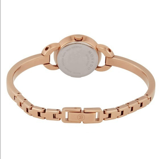 Movado Rondiro 22mm Black Dial Rose Gold Steel Strap Watch For Women - 0607065 Buy Now By Movado