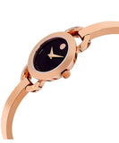 Movado Rondiro 22mm Black Dial Rose Gold Steel Strap Watch For Women - 0607065 Buy Now By Movado
