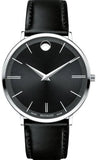 Movado Ultra Slim Black Dial Black Leather Strap Watch For Men - 0607086 Buy Now By Movado