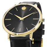 Movado Ultra Slim Black Dial Black Leather Strap Watch For Men - 0607087 Buy Now By Movado