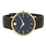 Movado Ultra Slim Blue Dial Brown Leather Strap Watch For Men - 0607088 Buy Now By Movado